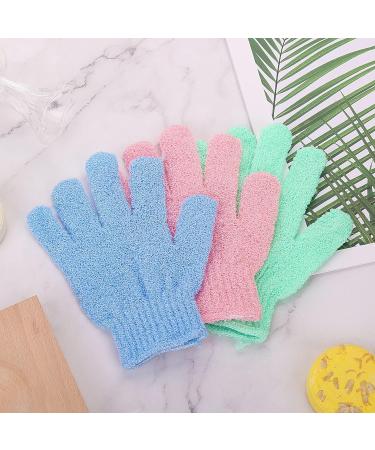 6Pcs Exfoliating Gloves - Bamboo Shower Gloves - Bath and Body Exfoliator Mitts - Scrubs Away Ingrown Hair and Dead Skin - for Shower Spa Massage and Dead Skin Cell Remover Loofah - Green Blue Pink Blue+Green+Pink - Buy Online on GoSupps.com
