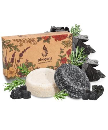 PHOGARY 2 Pieces Hair Shampoo Bar Hair Soap Different Fragrance Plant Essence Shampoo for Dry and Damaged Hair 100 g Rosemary + Bamboo Charcoal