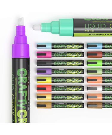 Crafty Croc Liquid Chalk Markers Jumbo 18 Pack - Neon & Earth Colors [6mm Reversible Tip] | Moms Choice Award Gold Recipient | 2 Replacement Tips - Buy Online on GoSupps.com
