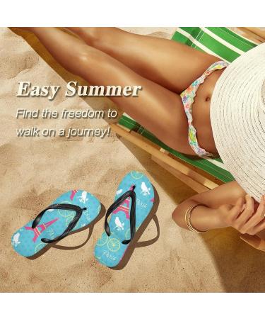 Mnsruu Paris Eiffel Tower Flip Flops | Multi-Colored Men & Women Sandals | Comfortable Home Slippers for Hotel Spa & Travel - Buy Online on GoSupps.com
