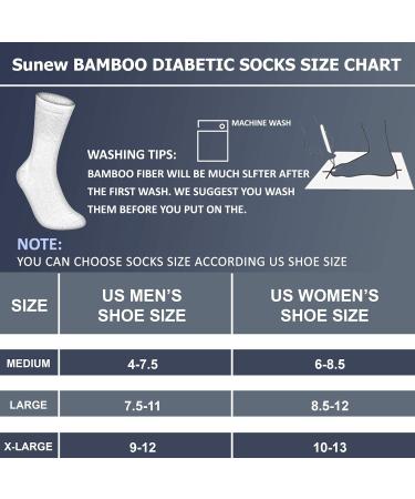 Sunew Bamboo Diabetic Socks - Unisex Non-Binding Moisture Wicking Crew Dress Socks - 3 Pairs Grey, X-Large - Buy Online on GoSupps.com