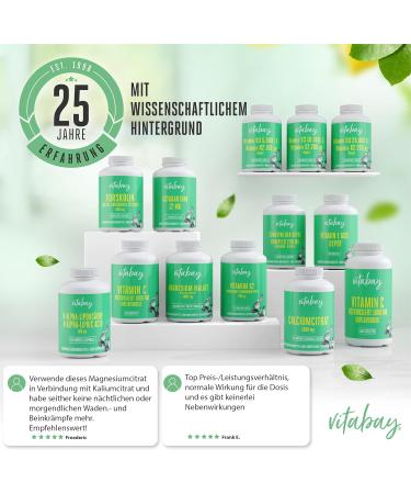 Vitabay High Dosed Magnesium Citrate - 180 Vegan Tablets | Laboratory Tested Magnesium Capsules for Optimal Health - Buy Online on GoSupps.com