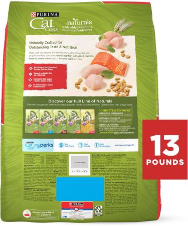 Purina Cat Chow Naturals Original with Real Chicken & Salmon, 13 lb - Adult Dry Cat Food - Buy Online on GoSupps.com