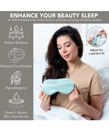 100% 22 Momme Mulberry Silk Sleep Mask - Adjustable Light Blocking Eye Mask for Women | Premium Silk for Side Sleepers | Perfect Gift - Silver Fern - Buy Online on GoSupps.com