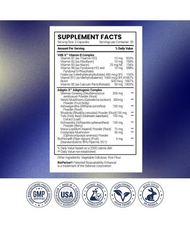 Research Verified Energy Booster - Natural Energy Support - 60 Capsules - Caffeine Free - B Vitamins and Adaptogens - 1 Month Supply - Buy Online on GoSupps.com