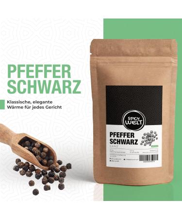 Spicy World Black Pepper Whole - Premium Unground Black Peppercorns 100g for Mill | International Shipping - Buy Online on GoSupps.com
