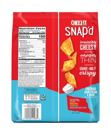 Cheez-It Snap'd Cheese Cracker Chips 7.5oz Pouch - Cheddar Sour Cream & Onion (6 Bags) - Buy Online on GoSupps.com
