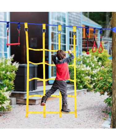 Kids Outdoor Climbing Net - Ninja Warrior Obstacle Course - Polyester Rope for Slackline - Playground Jungle Gym - 4x5 Grid (Yellow) - Buy Online on GoSupps.com