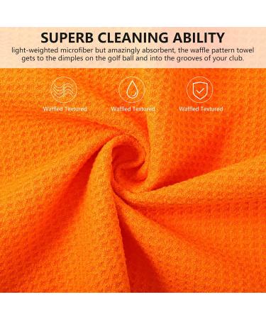 4 Pack Microfiber Golf Towel Set with Clip | Waffle Pattern | Golf Accessories for Men and Women | Multiple Colors (Red, Orange, Yellow, Purple) - Buy Online on GoSupps.com