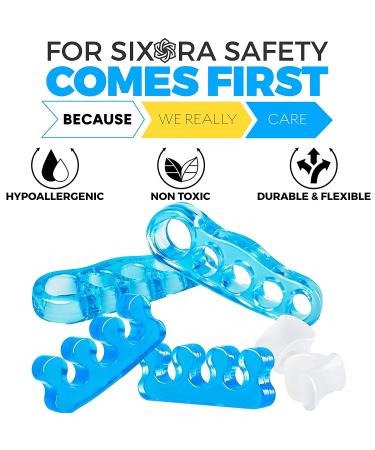 Sixora Premium Gel Toe Separators for Overlapping Toes - Toe Straighteners, Spacers, Hammer Toe & Bunion Corrector - Correct Your Toes Naturally! - Buy Online on GoSupps.com