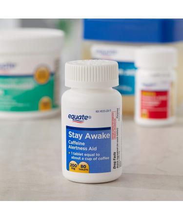 Equate Stay Awake Alertness Aid with Caffeine - Maximum Strength 200mg | Reduce Fatigue | 80 Tablets Pack of 2 - International Shipping Available - Buy Online on GoSupps.com