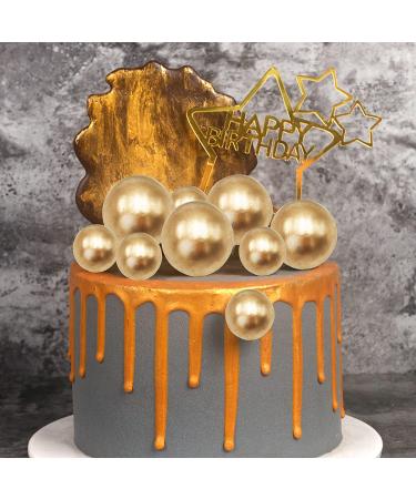 Ball Shaped Cake Insert Toppers DIY Cake Insert Toppers Ball Cake Picks Pearl Ball Cake Toppers for Birthday Party Baby Shower Wedding Anniversary Cake Decoration (Gold) - Buy Online on GoSupps.com