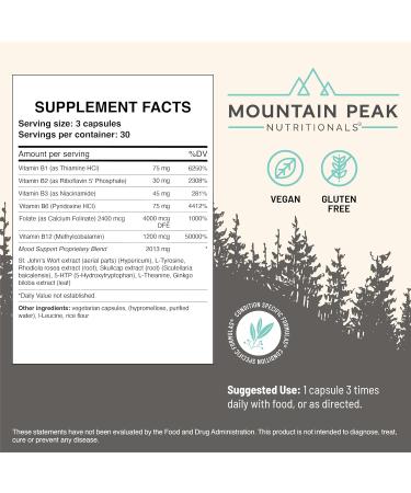 Mountain Peak Nutritionals Mood Support Formula - Supports Serotonin Levels - Hypoallergenic Dietary Supplement (90 Vegetarian Capsules) 90 Count (Pack of 1) - Buy Online on GoSupps.com