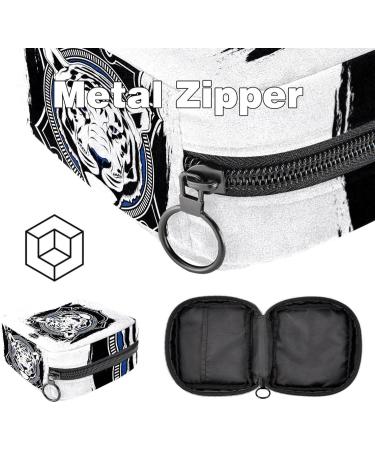 Menstruation Pad Bag with Zipper - Stylish Women's Napkin & Tampon Organizer (Black Royal Tiger) - Buy Online on GoSupps.com