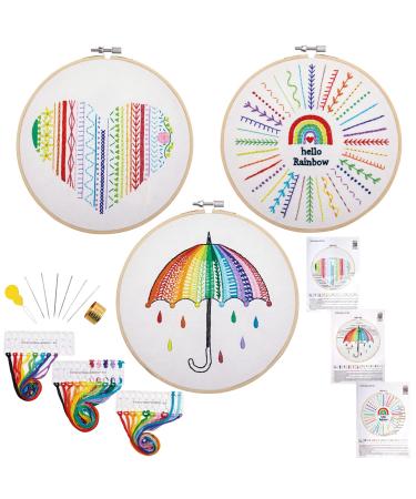 Beginners Embroidery Stitch Practice Kit  Easy Embroidery Starter Kit for Beginner Adults  Embroidery Skills Practice kit to Learn 37 Different Stitches  3 Embroidery Hoop  3 Embroidery Fabric Pattern 8inch Colorful - Buy Online on GoSupps.com