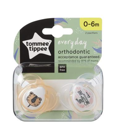 Tommee Tippee Every Day Pacifiers Symmetrical Design BPA-Free Silicone Binkies 0-6m 2-Count Colors and Designs Vary - Buy Online on GoSupps.com