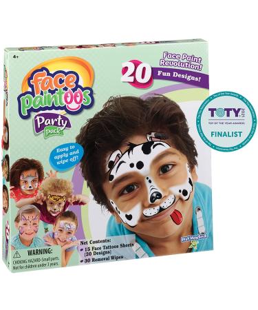 Face Paintoos -- Party Pack -- Face Design for a Face Paint Alternative for Kids Ages 4+