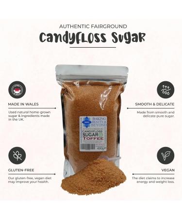 Baking Beauty and Beyond Toffee Flavour Premium Floss Sugar for Cotton Candy - 800g Bulk Flossing Sugar with Natural Ingredients | Perfect for Every Occasion - Buy Online on GoSupps.com