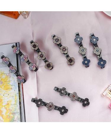 Sparkling Crystal Stone Braided Hair Clips for Women - 4-Pack Stylish Hair Accessories with Four-Leaf Clover Design - Buy Online on GoSupps.com