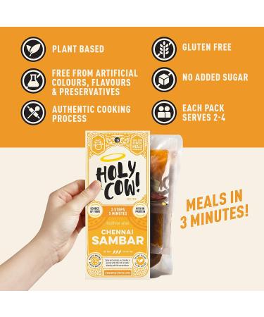 Holy Cow! Daal Curry Kit (5 x 400g) Sambar Dahl Gluten Free Vegan Curry Kit Indian Snacks Indian Ready Meals Yellow Lentils - Buy Online on GoSupps.com