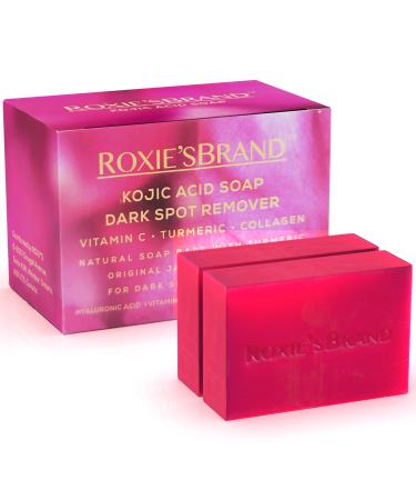 ROXIE'SBRAND Kojic Acid Dark Spot Remover Soap Bars with Vitamin C Retinol Turmeric - Original Japanese Complex Infused with Hyaluronic Acid Shea Butter Castile Olive Oil (2 x 3.52oz. Bars)