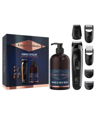 King C. Gillette Men's Perfect Style Beard Kit Gift Set with Trimmer and Beard and Face Wash