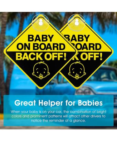 2PCS Baby on Board Safety Sign for Car - Removable Kids Warning Sticker with Suction Cups - Buy Online on GoSupps.com