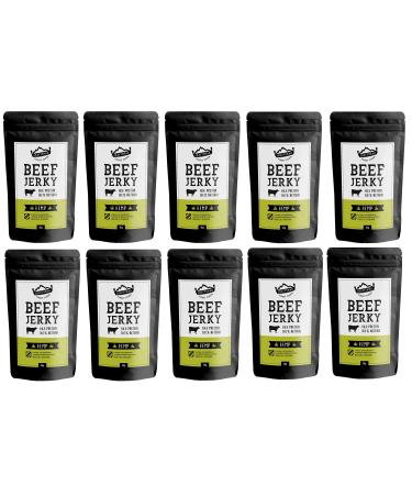 CRAFTSMAN FINEST FOODS Craftsman Beef Jerky Hemp 500 g | Made in Germany - Bavaria | Jerky Beef Set 10 x 50 g | 100% Natural | 100% Beef | High Protein 68% | Dry Meat Biltong Hemp | Sugar Free