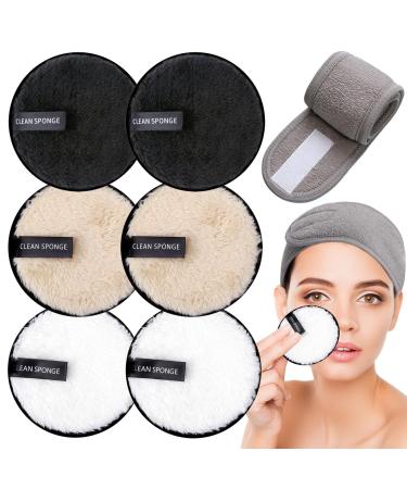 KEYRI 7 Pack Makeup Remover Pads Reusable Make Up Pads with Spa Headbands Large Double Sided Face Pads Washable Facial Towel Microfibre Cotton Face Eyes Cleansing Cloths for All Skin Type (7 Pieces) - Buy Online on GoSupps.com