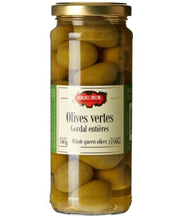 ERIC BUR Whole Gordal Green Olives 340 g - Pack of 6