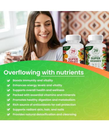 Buy Super Strength Fruit & Veggie Supplements | 70 Natural Fruits & Vegetables | Dietary Nutritional Capsules for Energy | 120 Capsules - Buy Online on GoSupps.com