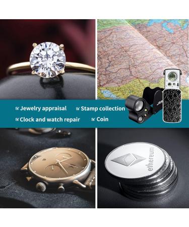 JARLINK 2 Pack Jewelers Loupe 30X 60X 90X Illuminated Jewelers Eye Loupe Magnifier and Magnifying Glass Loop with UV Black Light and Bright LED Light for Gems Jewelry Diamond Coins Stamps (Black) - Buy Online on GoSupps.com