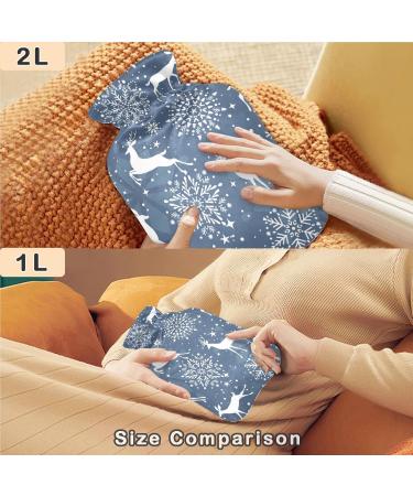 Naanle Christmas Hirsch Snowflake Hot Water Bottle 2L Heat & Cold Therapy Large Transparent Cover for Pain Relief Ideal for Bed & Foot Warmth - Buy Online on GoSupps.com