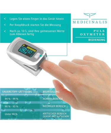 Medicinalis Pulse Oximeter - Accurate SpO2 & Pulse Measurement - OLED Display Battery Alert One-Touch Operation - International Shipping Available - Buy Online on GoSupps.com