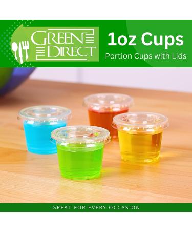 Green Direct 1 oz Clear Plastic Cups with Lids - 200 Sets | Disposable Condiment Containers, Jello Shot Cups, Salad Dressing Container | Small Plastic Containers with Lids - Pack of 200 - Buy Online on GoSupps.com