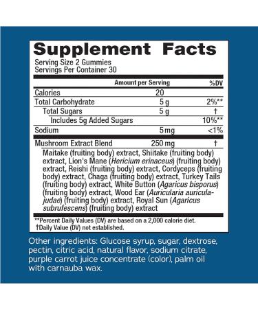 Natural Vitality Brain Health & Memory Gummies - Functional Mushroom Extract Blend - Vegan & Gluten Free - Raspberry Flavored - 60 Gummies - Buy Online on GoSupps.com