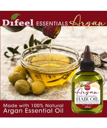 Difeel Essentials Deep Nourishing Argan Hair Oil 2.5 oz - Anti Frizz Treatment Made with 100% Natural Essential Oils - Buy Online on GoSupps.com
