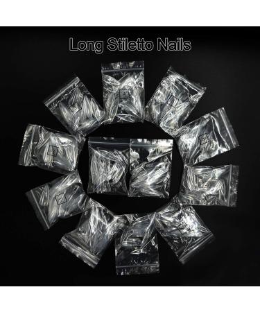 VIVID STELLA 600 Pieces Long Stiletto False Nails - Acrylic Nail Art Full Cover Tips for Women & Girls - International Shipping Available - Buy Online on GoSupps.com