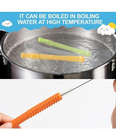 Bite Tube Set - 6 BPA-Free Silicone Dental Aids with 2 Cleaning Brushes for Baby Teething - Grayling & Violet Root Colors - Buy Online on GoSupps.com