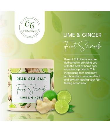 CalmGenix Lime & Ginger Foot Scrub with Dead Sea Salts | Exfoliating Spa Scrub for Hard Skin & Cracked Heels | Natural Moisturizing Pedicure Scrub - 460g - Buy Online on GoSupps.com