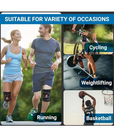 FrontopUS Knee Compression Sleeve - Pain Relief Knee Brace for Men & Women with Adjustable Side Spring Stabilizer (Blue - Buy Online on GoSupps.com