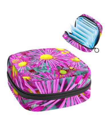 Anna Cowper Purple Aster Sanitary Napkin Storage Bag Feminine Menstrual Cup Pouches Nursing Pad Holder Tampon Bags Portable Period Bag for Women Teen Girls 1Pcs Multi-colored 1