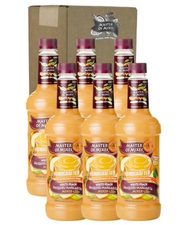 Master of Mixes White Peach Daiquiri / Margarita Drink Mix, Ready To Use, 1 Liter Bottle (33.8 Fl Oz) (Pack of 6)