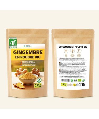 DETOX ORGANICA Gingembre en Poudre Bio 250 g 100% Pure & Naturelle Racine de Gingembre Moulue Saveur Intense Sachet Refermable Id al Infusions Cuisine Smoothies Boost Immunit  - Buy Online on GoSupps.com