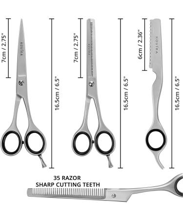 Kovira 3pc Professional Hair Cutting Scissor Set - 6.5 Inch - Japanese Stainless Steel Hairdressing Scissors with Thinning Shears and Razor for Barbers - Buy Online on GoSupps.com