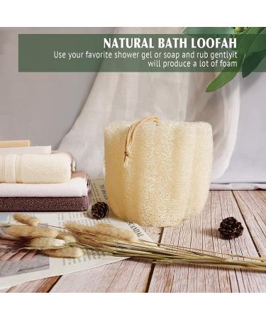 Natural Shower Loofah Sponge - Bath Exfoliating Body Scrubber - Soft & Easy Foaming Spa Lufa Sponges (2 Pack) - Buy Online on GoSupps.com