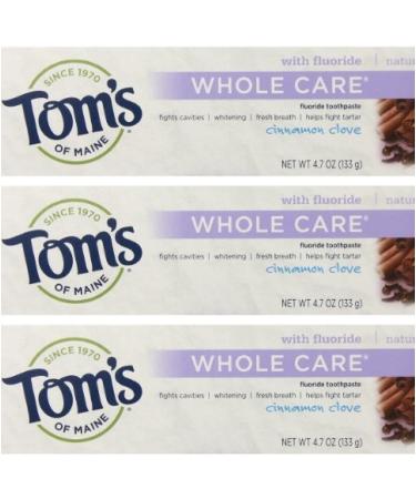 Tom's of Maine Natural Whole Care Toothpaste with Fluoride Cinnamon Clove 3 Count - Buy Online on GoSupps.com