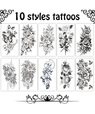 Cerlaza Temporary Flower Tattoos for Women - Semi-Permanent Fake Tatuajes, Long-Lasting & Waterproof Stickers for Half Arm Sleeves and Leg Makeup - Buy Online on GoSupps.com