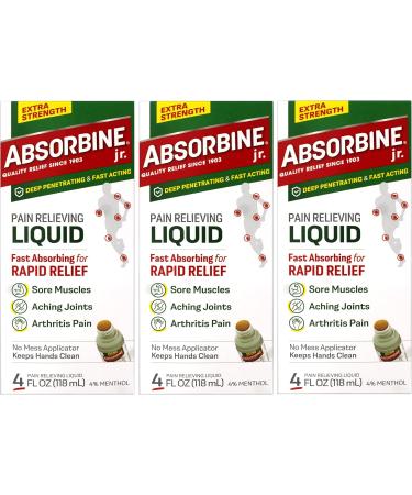 ABSORBINE JR. Extra Strength Pain Relieving Liquid for Muscle Joints Arthritis Pain with No-Mess Applicator 4 Oz - 3 Pack - Buy Online on GoSupps.com