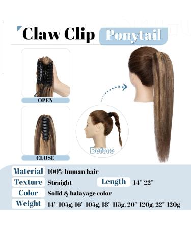 SEGO Real Hair Ponytail Extension - 100% Remy Clip-In Braid Medium Brown/Honey Blond #4P27 18 inches (45cm) - 115g - Buy Online on GoSupps.com